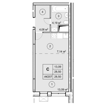 1-комн. квартира -  Секция 3, кв.254