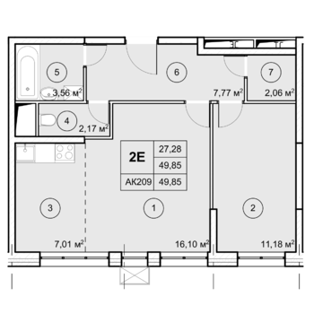 2-комн. квартира -  Секция 3, кв.256
