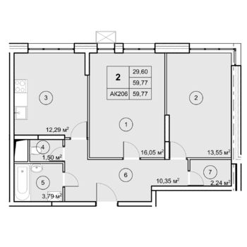 1-комн. квартира -  Секция 3, кв.325