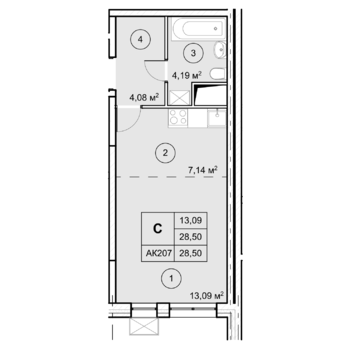 1-комн. квартира -  Секция 3, кв.326