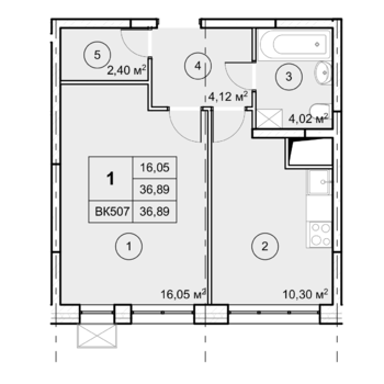 2-комн. квартира -  Секция 2, кв.172