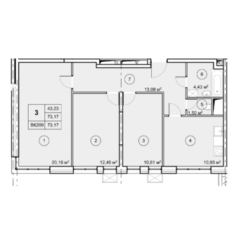 2-комн. квартира -  Секция 2, кв.192