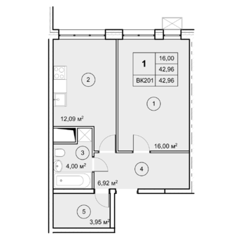 2-комн. квартира -  Секция 2, кв.193