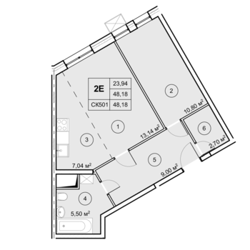 2-комн. квартира -  Секция 1, кв.53