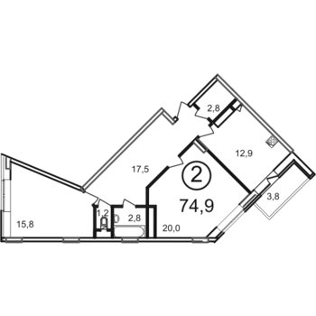 2-комн. квартира -  Секция 1, кв.161
