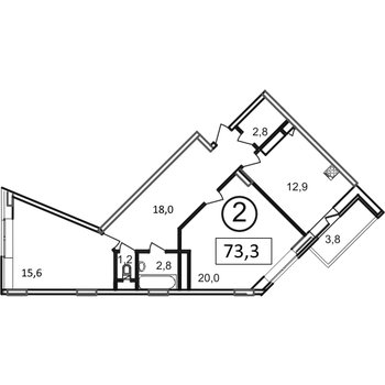 2-комн. квартира -  Секция 1, кв.287