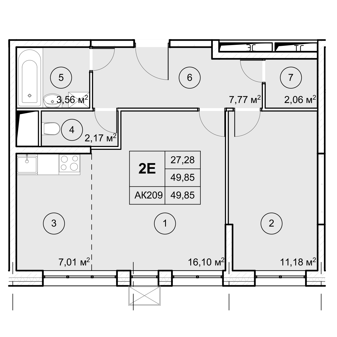 2-комн. квартира -  Секция 3, кв.256
