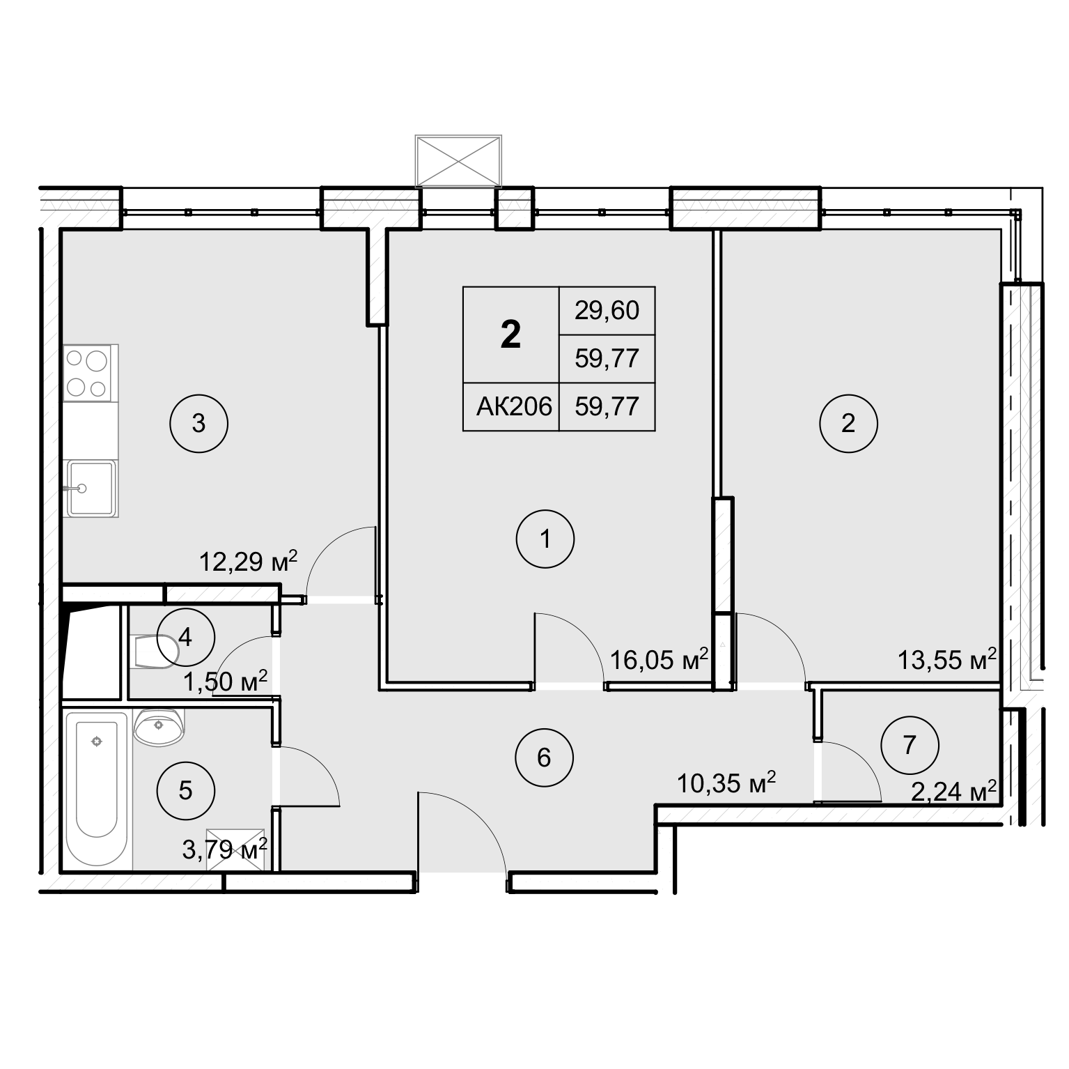1-комн. квартира -  Секция 3, кв.337