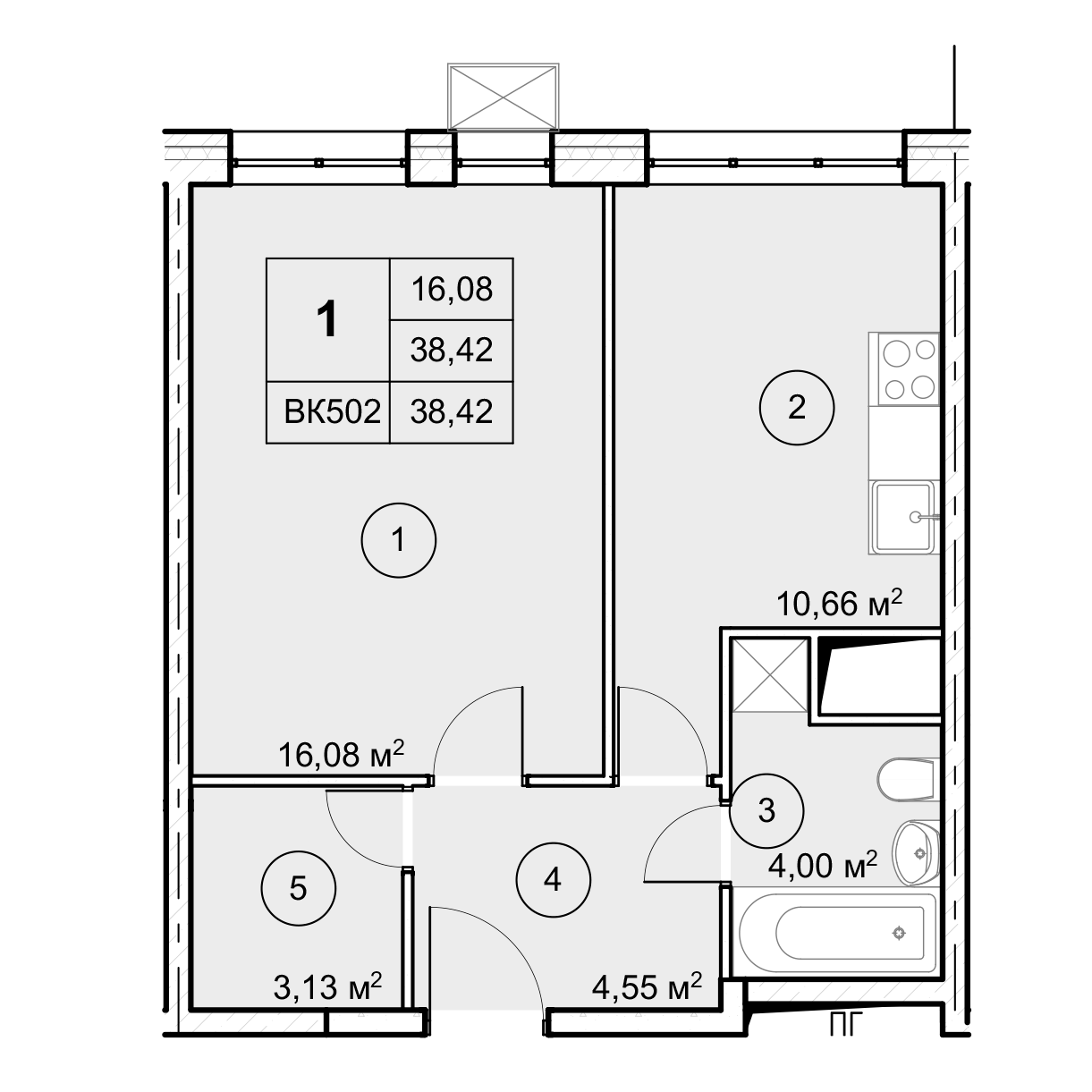 2-комн. квартира -  Секция 2, кв.158