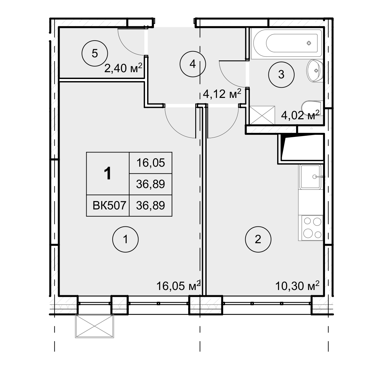 2-комн. квартира -  Секция 2, кв.172
