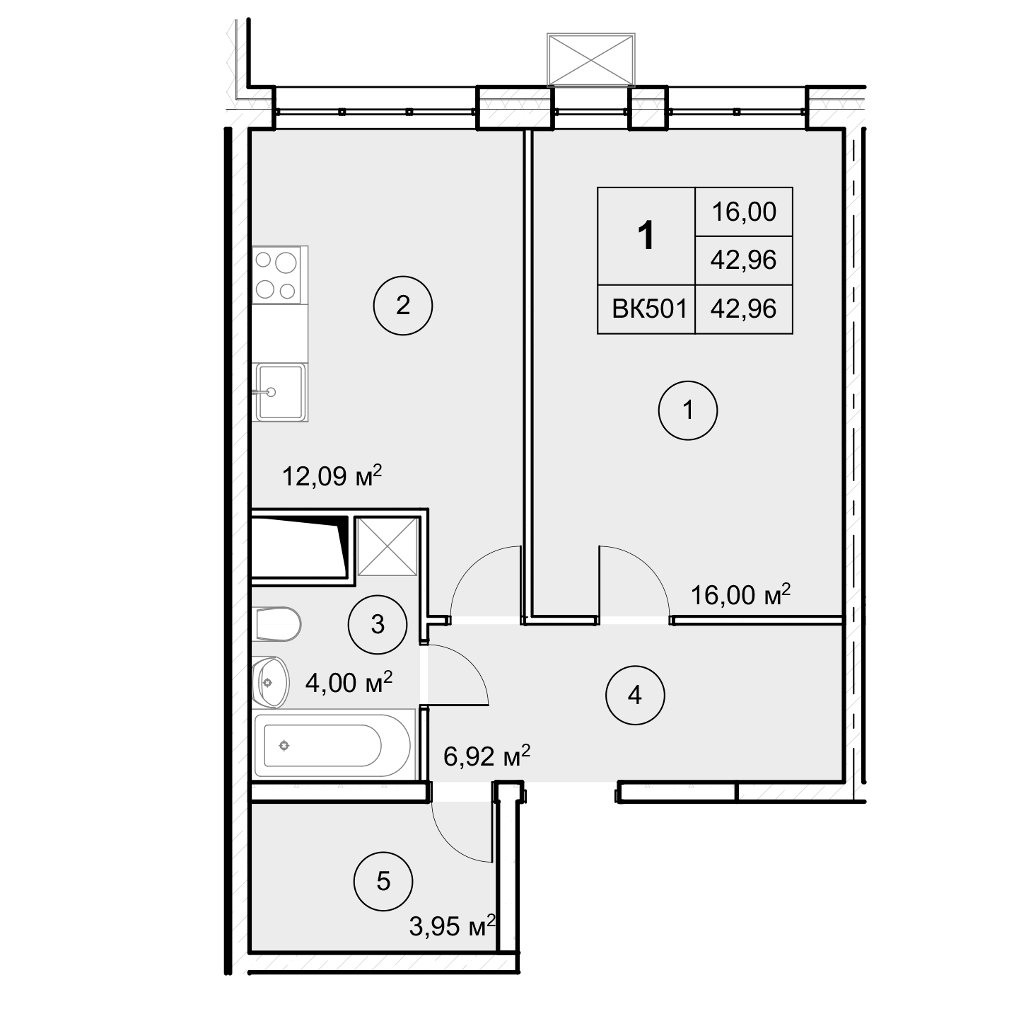 2-комн. квартира -  Секция 2, кв.184