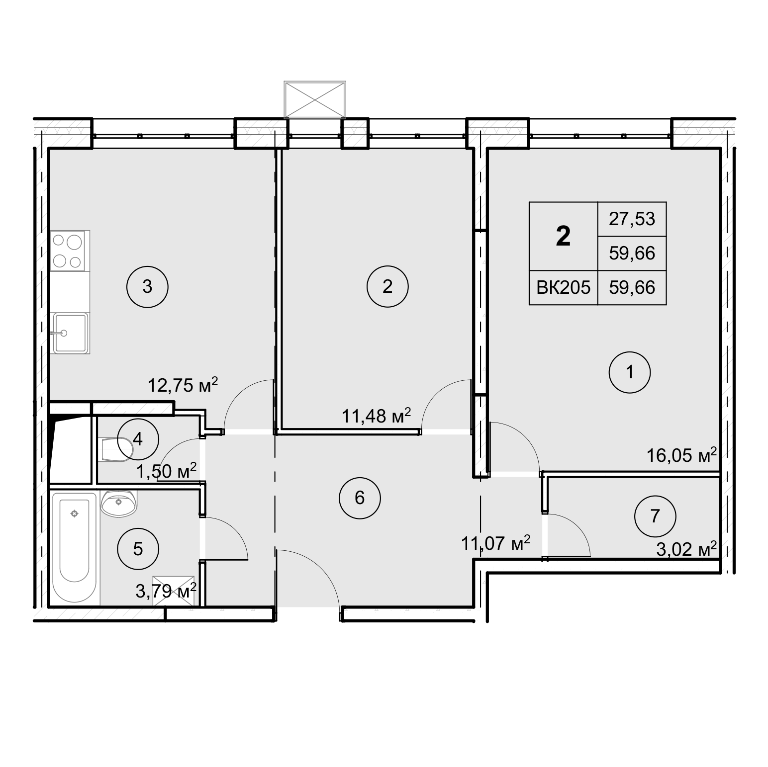 1-комн. квартира -  Секция 2, кв.224