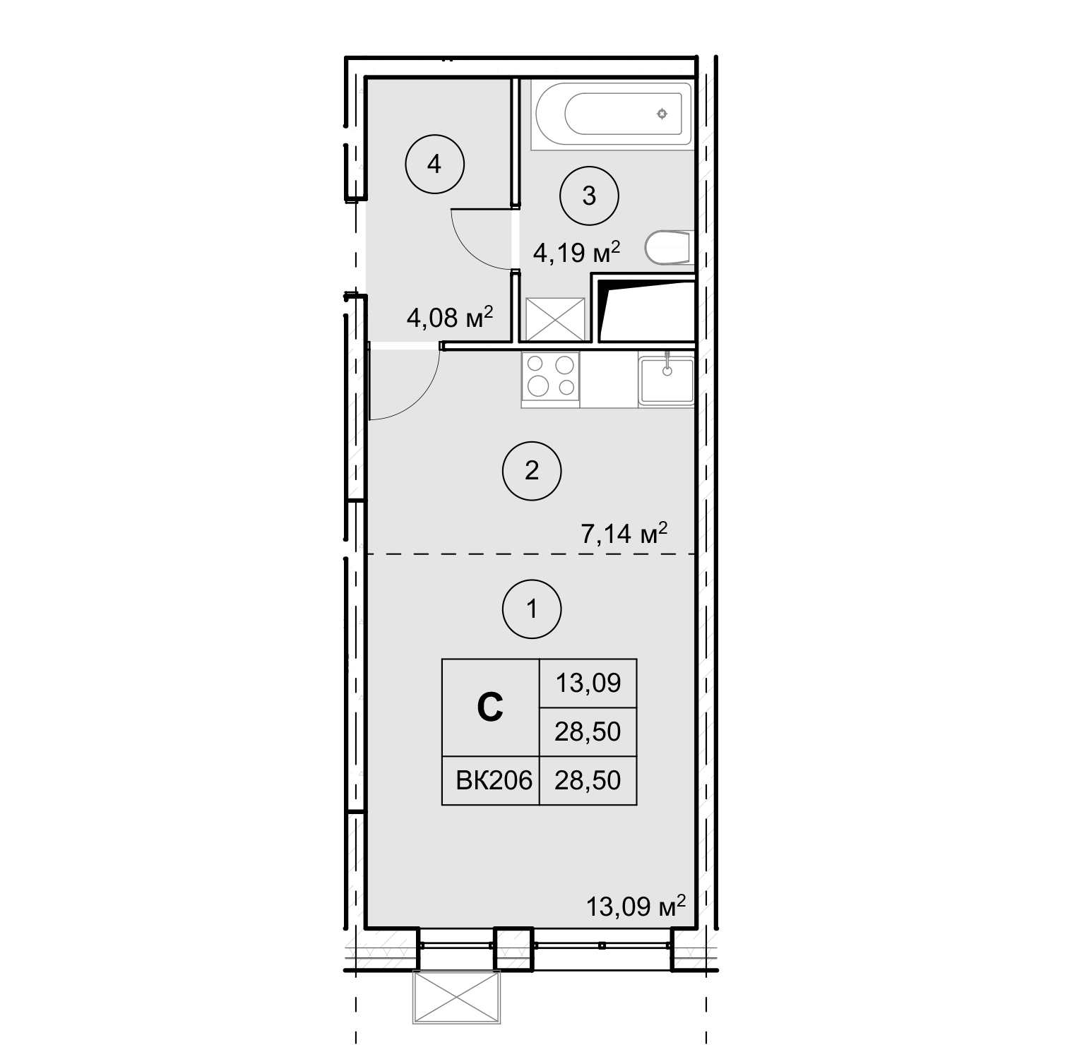 2-комн. квартира -  Секция 2, кв.225