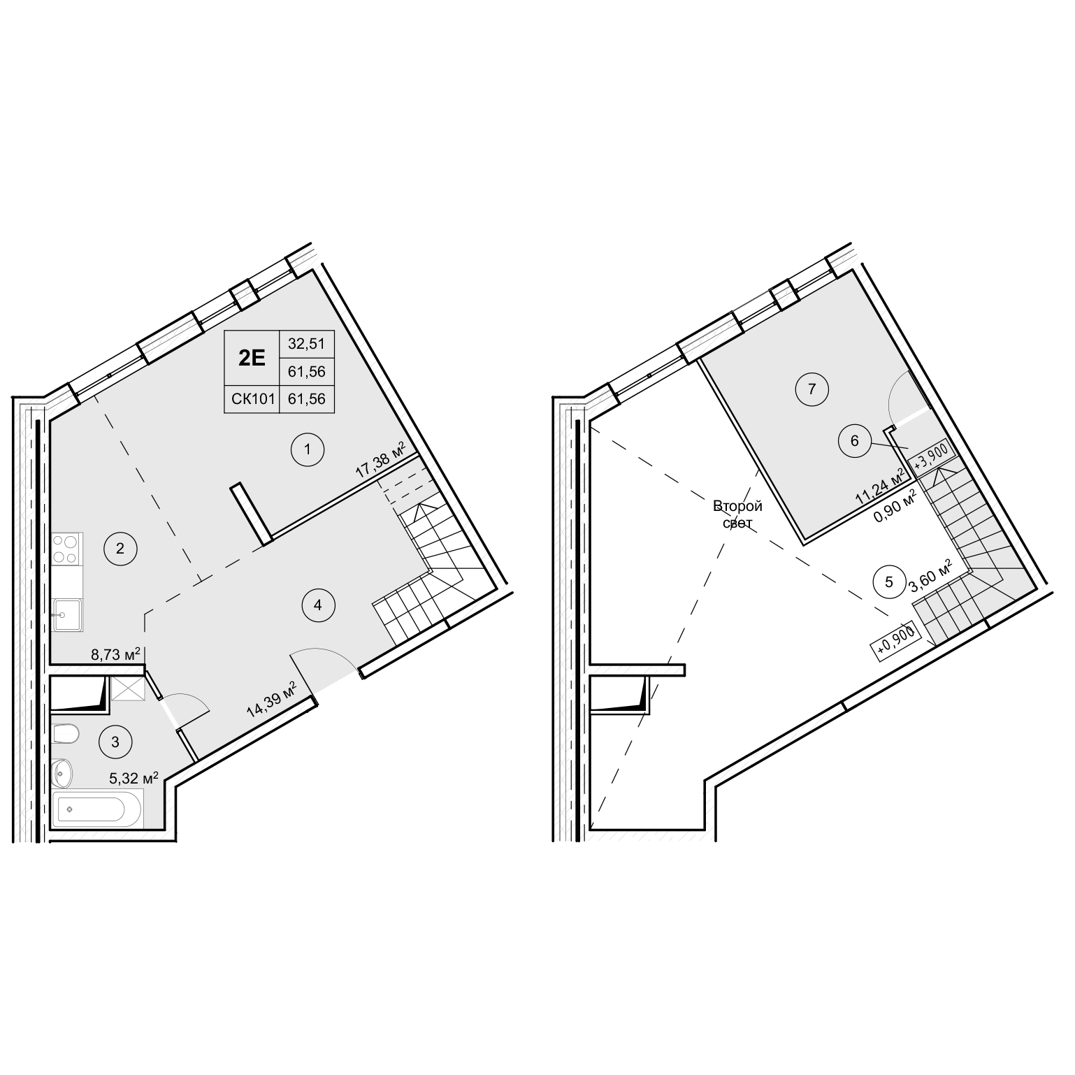 1-комн. квартира -  Секция 1, кв.1